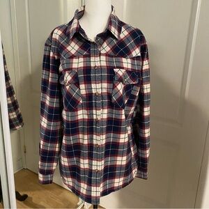 Jachs Girlfriend Plaid lined snap button shirt